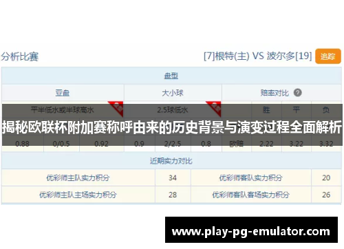 揭秘欧联杯附加赛称呼由来的历史背景与演变过程全面解析