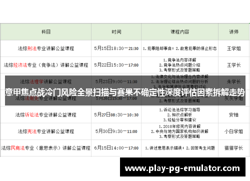 意甲焦点战冷门风险全景扫描与赛果不确定性深度评估因素拆解走势